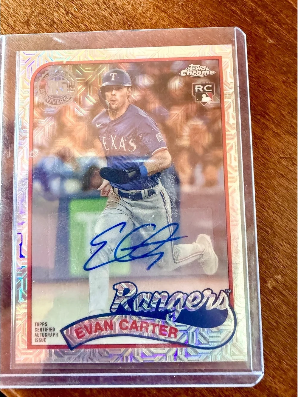 2024 Topps Chrome Evan Carter Rookie Autograph #D01/299 Texas Rangers Baseball
